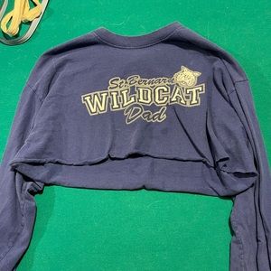 Blue Long Sleeve Crop Top